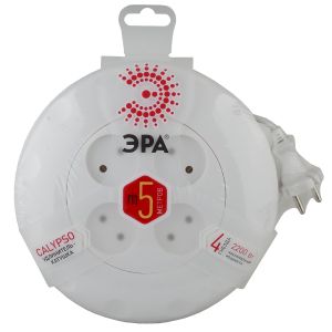 Удлинитель-рулетка 4-м. 5м. б/з ЭРА Белый UR-4-5M-W