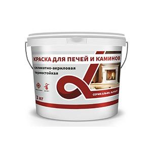 Краска АЛЬФА для печей и каминов 3 кг Белая