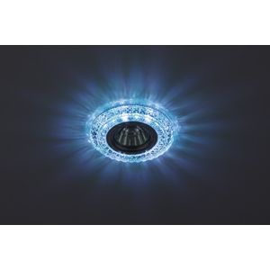 Светильник встраиваемый ЭРА с подсветкой (голубая/белая), под лампу MR16, Прозрачный