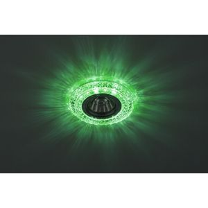 Светильник встраиваемый ЭРА с подсветкой (зеленая/белая), под лампу MR16, Прозрачный