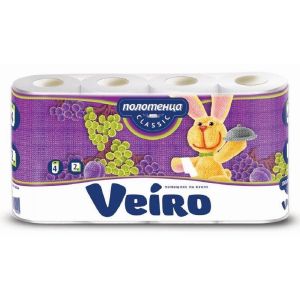Полотенца бумажные Veiro Classic с тиснением двухслойные (4 рулона по 12.5 метра)