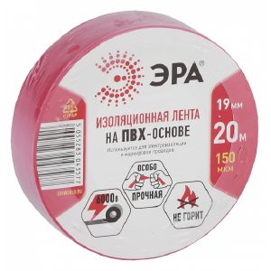 Изолента 19 мм х20 м ПВХ ЭРА 6000В Красная