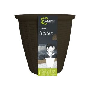 Кашпо напольное Rattan D 266мм/10 л с внутренним горшком 6 л горький шоколад ING6215ГШК