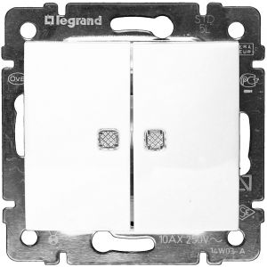 Мех. выключателя 2-кл. с/у LEGRAND VALENA с подсвет. Белый 774428 (Р)