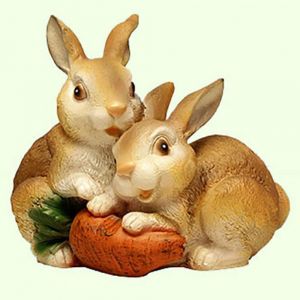 Фигура садовая Зайцы с морковкой 25х18х22 см