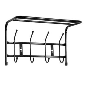 Вешалка настенная с полкой Nika, 4 крючка, 40,5 x 26,5 x 24,5 см, черная ВП4/Ч