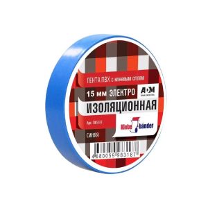 Изолента ПВХ, 15 мм, 130 мкм, синяя, 10 м, Klebebander, TIK555Т