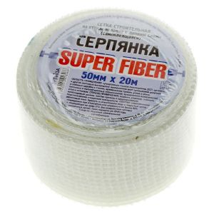 Серпянка 50 мм,Белая  основа стекловолокно, 45  м, Superfiber, самоклеющаяся, SFT004А