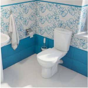 Унитаз-компакт Комфорт белый (косой, нижн, сид. полип. , 2-кн. арм) (Rosa)