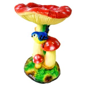 Фигура садовая гипс Три мухомора с синичкой 290х220 мм