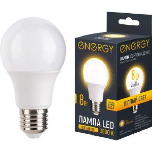 Лампа светодиодная Energy LED A60-8-E27-3000