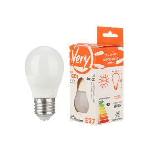 Лампа светодиодная шар GL45, 10Вт, 4000К, E27 VERY