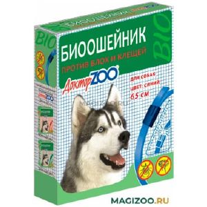 Биоошейник Доктор Zoo для собак от блох и клещей, синий 65 см
