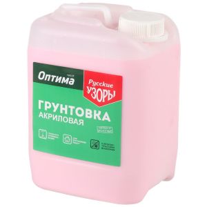 Грунтовка воднодисперсионная, акриловая, Русские узоры, Оптима R107, глубокого проникновения, 5 л