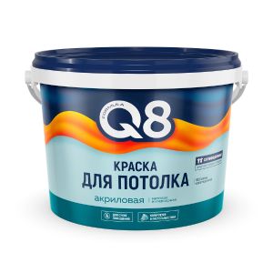 Краска для потолка водно-дисперсионная Formula Q8, акриловая, матовая, белая, 4,5 кг