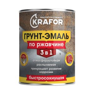 Грунт-эмаль по ржавчине 3 в 1 Krafor, быстросохнущая, полуглянцевая, 1,9 кг, RAL 3009, красно-кор.