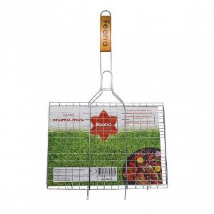 Решетка-гриль Feona 35x25x1.5 cм хром деревянная ручка 140-0001