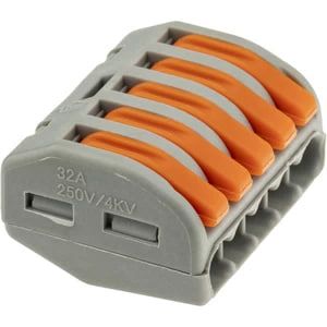 Универсальная клемма СМК 222-415, 5-проводная прозрачная 0,08-2,5/4 мм² (блистер 5 шт./уп.) REXANT