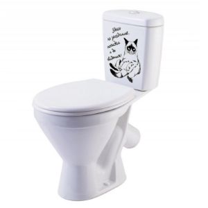 Унитаз-компакт Стандарт Декор Кот на заседании (кос, ниж, сид. полип. арм) (Rosa)