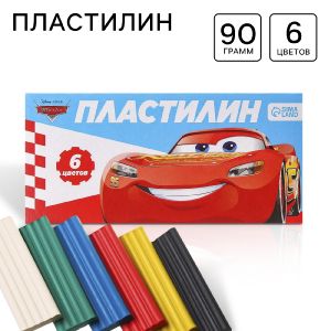 Пластилин Тачки, 6 цветов, 90 г