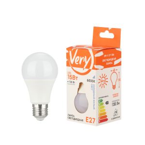 Лампа светодиодная груша A60, 15Вт, 6500К, E27 VERY