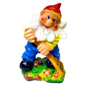 Фигура садовая гипс Гном с граблями 470х390 мм