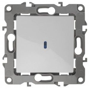 Выключатель с подсветкой, 10АХ-250В, IP20, Эра12, алюминий (10/100/3200)