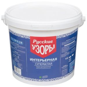 Краска воднодисперсионная, Русские узоры, для потолков, матовая, супербелая, 2,7 кг