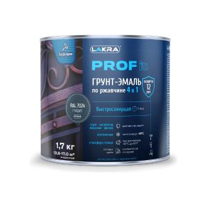 Грунт-эмаль 4 в 1 быстросохнущая Лакра PROF IT Графит, RAL 7024 1,7кг