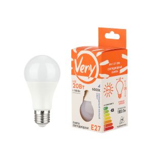 Лампа светодиодная груша A60, 20Вт, 6500К, E27 VERY