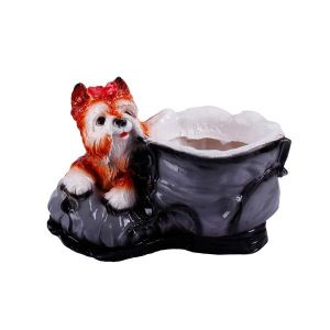 Фигура садовая гипс Кашпо Башмак-Терьер 210х270 мм