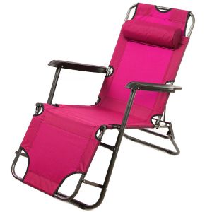 Шезлонг складной, 153х60х80 см, 100 кг, 2 положения, розовый, Green Days