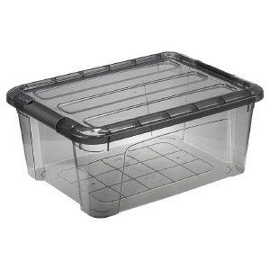 Ящик для хранения с замком КИП 11 л черный прозрачный М2336