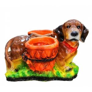 Фигура садовая гипс Кашпо Такса 260х390 мм