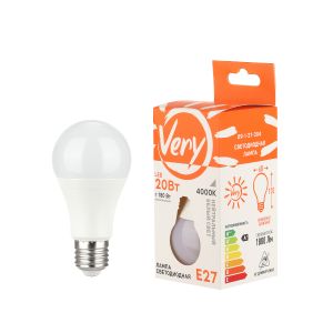 Лампа светодиодная груша A60, 20Вт, 4000К, E27 VERY