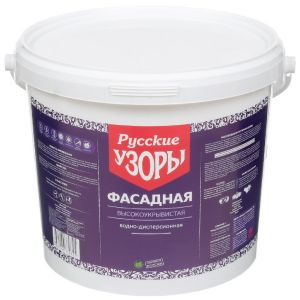 Краска воднодисперсионная, Русские узоры, полиакриловая, фасадная, матовая, 13 кг