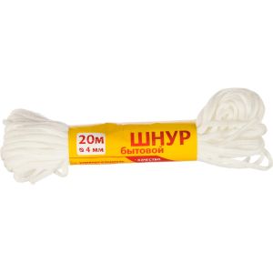 Шнур хозяйственный вязаный диаметр 4 мм, 20м, Белый