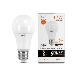 Лампа LED GAUSS Elementary А60 Мат.Е27 12 Вт 2700К LD23212 (10)