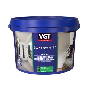Краска моющаяся для наружных и внутренних работ VGT ВД-АК-1180, супербелая, 3 кг