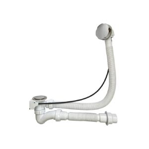 Сифон для ванны полуавтомат с выпуск. и перелив. с гиб.трубой, 1 1/2"х40мм, труба 40х40/50