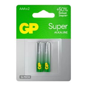 Батарейка GP, ААА (LR03, 24A), 24AA21-2CRSBC2 20/160, щелочная, блистер, 2 шт, 1221