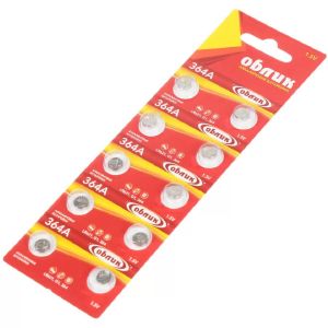 Батарейка Облик, LR621 (364A, G01), Alkaline, щелочная, 1.5 В, блистер, 10 шт