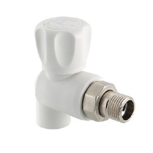 Кран шаровый PP-R для радиатора угловой 25х1/2" Белый