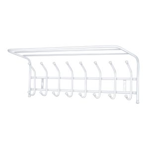 Вешалка настенная с полкой Nika, 8 крючков, 80 x 26,5 x 24 см, матовый белый