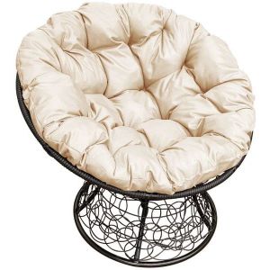 Кресло Папасан с ротангом, каркас черный