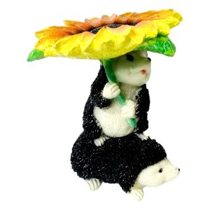 Фигура садовая гипс Ежики с подсолнухом 260х200 мм