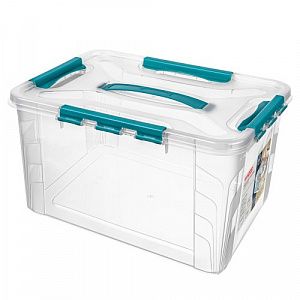 Ящик для хранения Econova Grand box 20 л, 390х290х245 мм, прозрачный/голубой 435206002