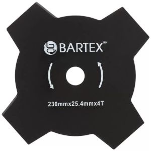 Нож для триммера 4 зуба, 230 мм, посадочный диаметр 25.4 мм, 1,6 мм, Bartex