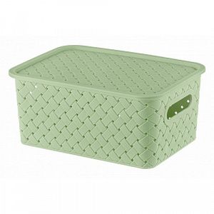 Корзинка с крышкой 3 л 235х173х105 см Береста светло-оливковая 812134