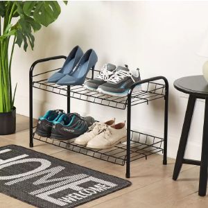 Этажерка для обуви, металл, 2 секции, 66х28х44 см, черная, Nika, ЭТ3/Ч